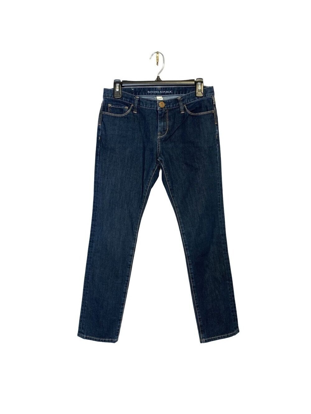 Banana Republic Womens 27P Dark Wash Low Rise Straight Leg Jeans Indigo Stretch